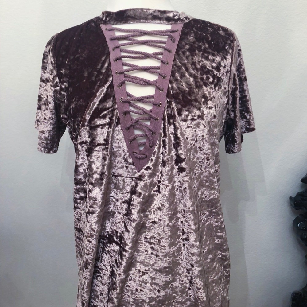 Crushed velvet lace up top